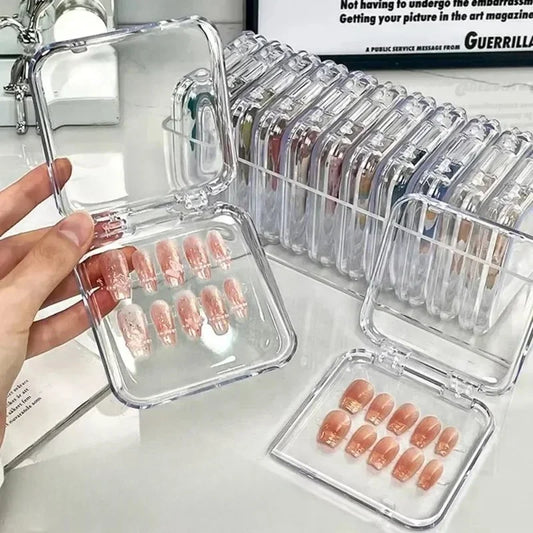 10PCS Press-On Nail Storage Acrylic Boxes with Adhesive Sheets Transparent Clear Nail Boxes Jewelry Storage Tool&Accessories Peaceful Pleasures Health and Wellness