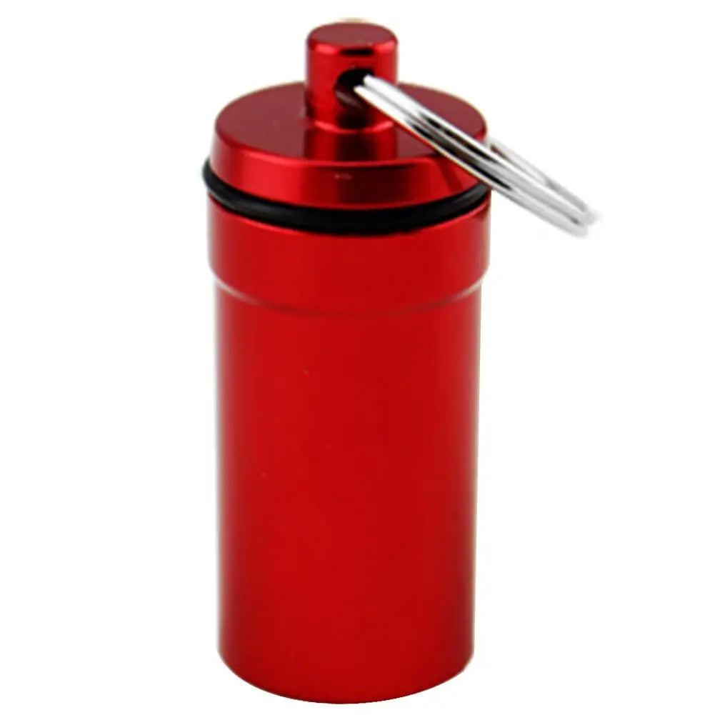 1pc Mini Waterproof Pill Box Key Ring Chain Medicine Case Holder Container Outdoor Travel Portable Medicine Bottles Peaceful Pleasures Health and Wellness Red02 China Mainland