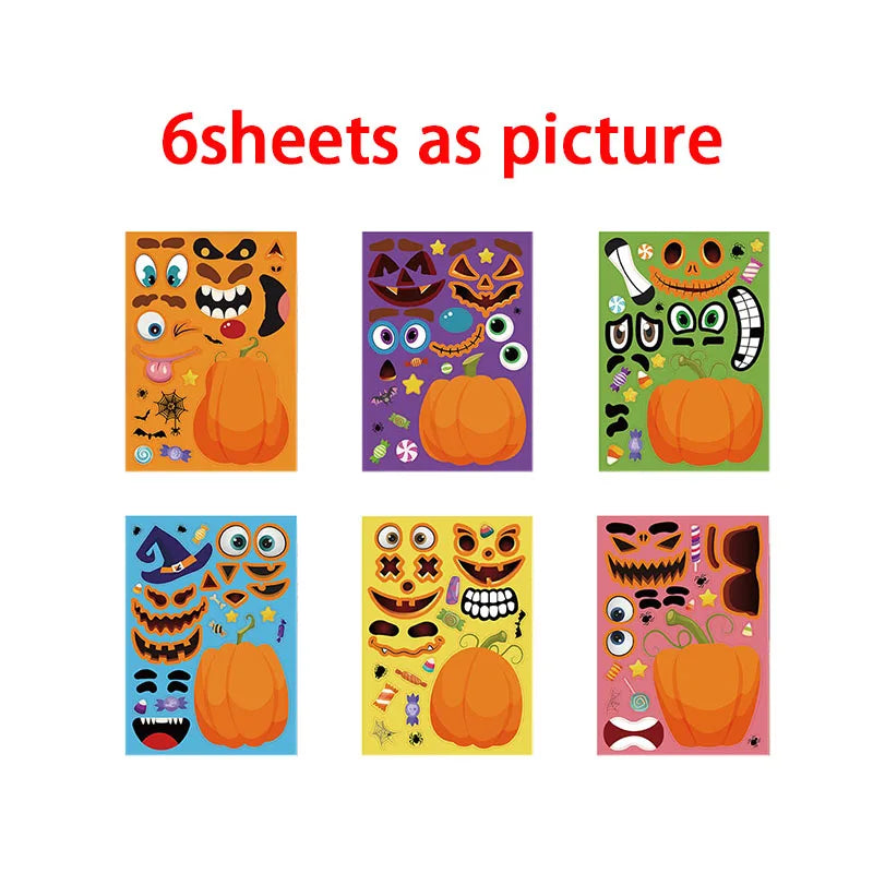 Funny Make Pumpkin Stickers Kids Toddlers 14 Different Designs Face