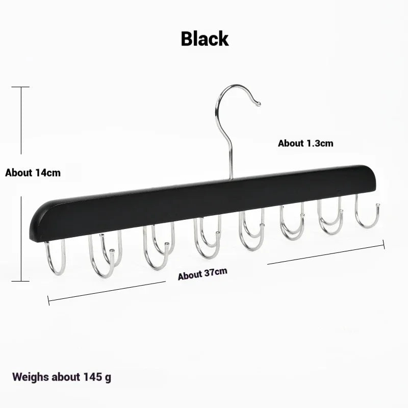 Wooden Belt Rack Women Storage Hangers for Clothes Case Home Wardrobe Accessories Supplly Scarf Organizer Men Tie Belt Hangers Peaceful Pleasures Health and Wellness Black 14 hook United States