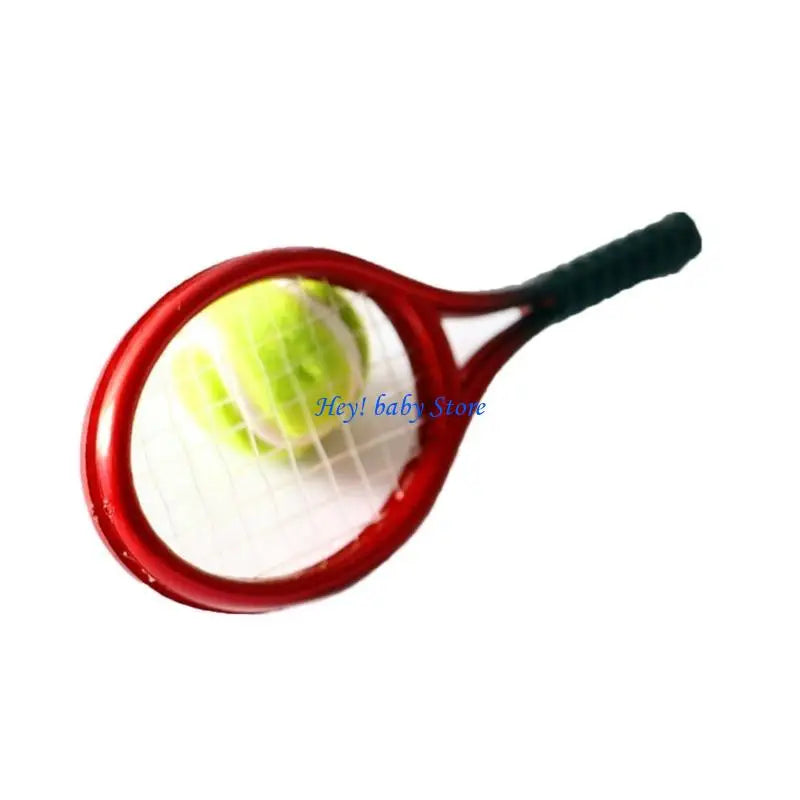Miniature Tennis Ball & Racket Set – 1/12 Dollhouse Decor