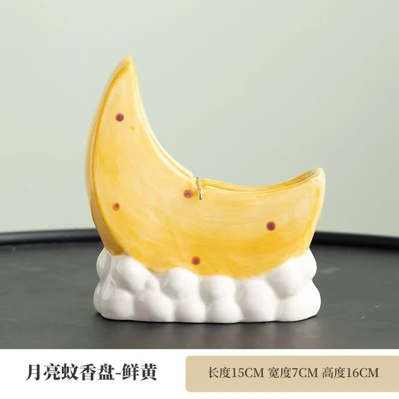 Ceramic Mosquito Coil Holder – Cute Indoor Minimalist Rack Mosquito Coil Holder Peaceful Pleasures Health and Wellness YELLOW
