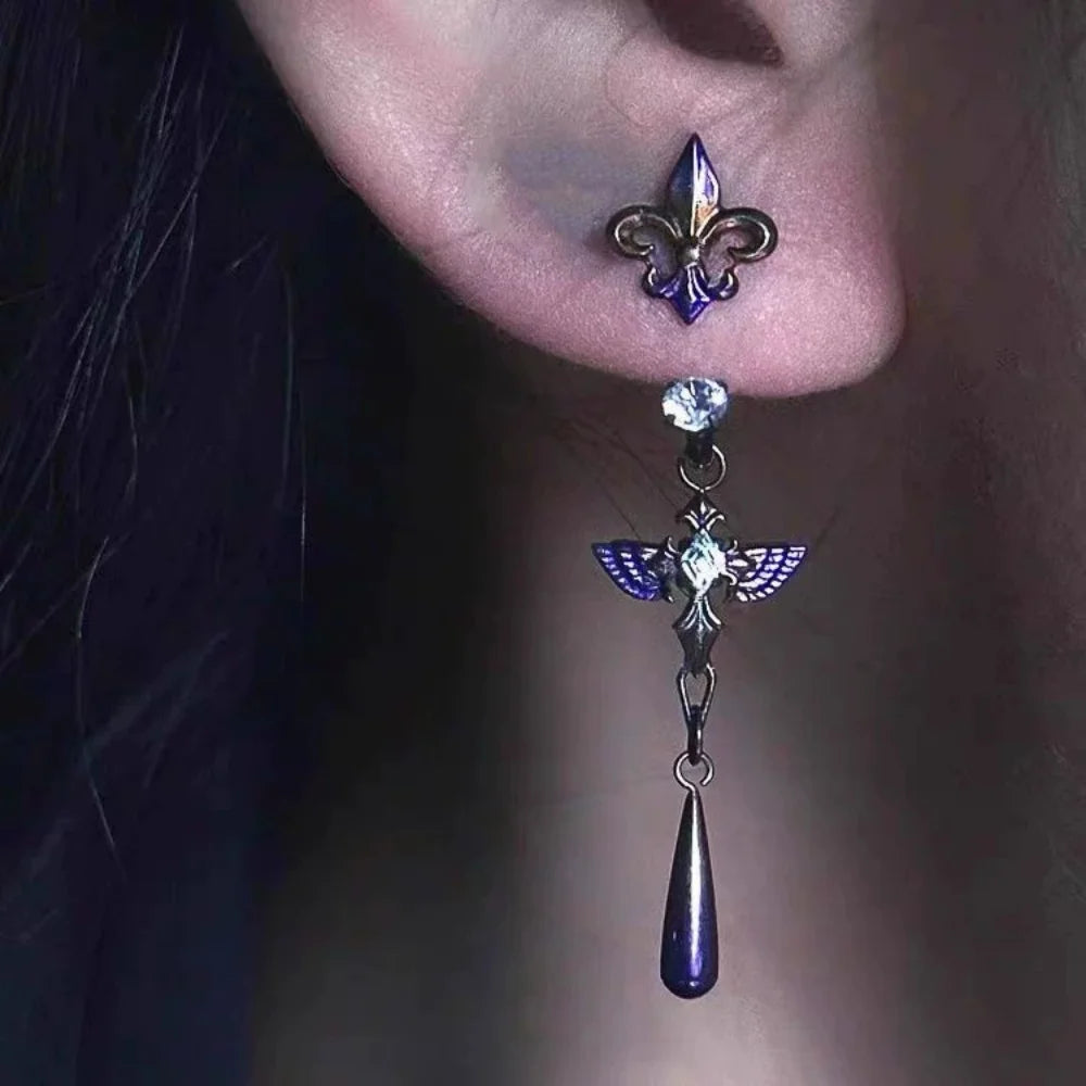 Purple Iris Pendant Earrings High End Niche Design Minimalist Temperament Fairy Style Ear Studs for Women's Exquisite Versatile Peaceful Pleasures Health and Wellness earring 1