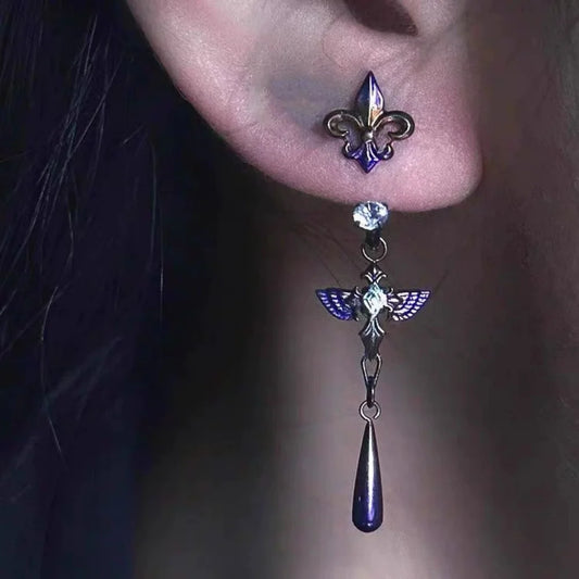 Purple Iris Pendant Earrings High End Niche Design Minimalist Temperament Fairy Style Ear Studs for Women's Exquisite Versatile Peaceful Pleasures Health and Wellness earring 1