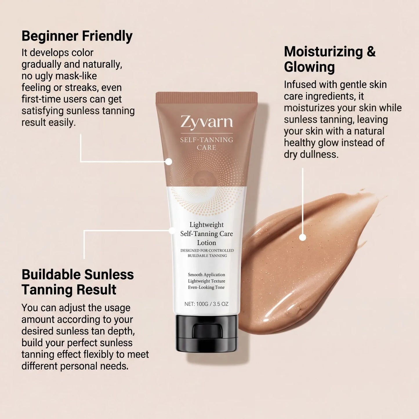 Sunless Self Tanning Lotion – Natural Glow & Streak-Free 100g