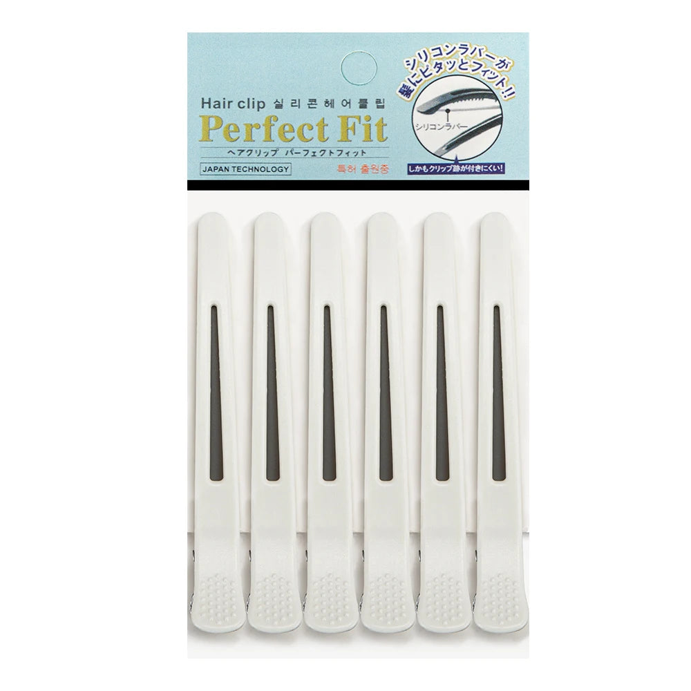 6pcs Professional Hair Clips Women Styling Sectioning Non-Slip Dividing Duckbill Hair Clips With Silicone Band No Crease Hair Peaceful Pleasures Health and Wellness white