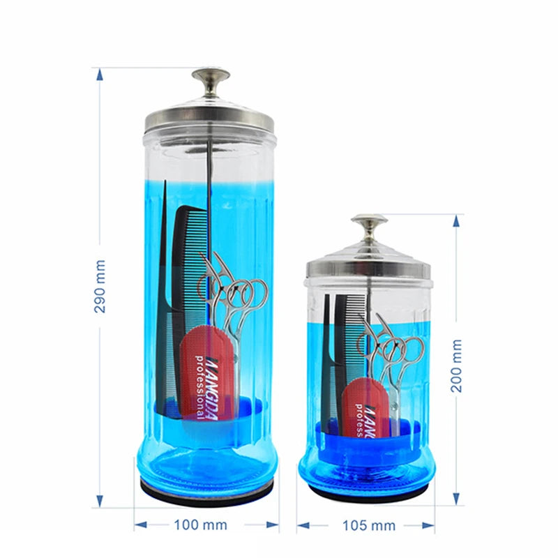Barbershop Disinfection shears Comb Jar Salon Stainless Steel Sterilization Bottle Glass Filter Clean Barber Sterilization Tools Peaceful Pleasures Health and Wellness