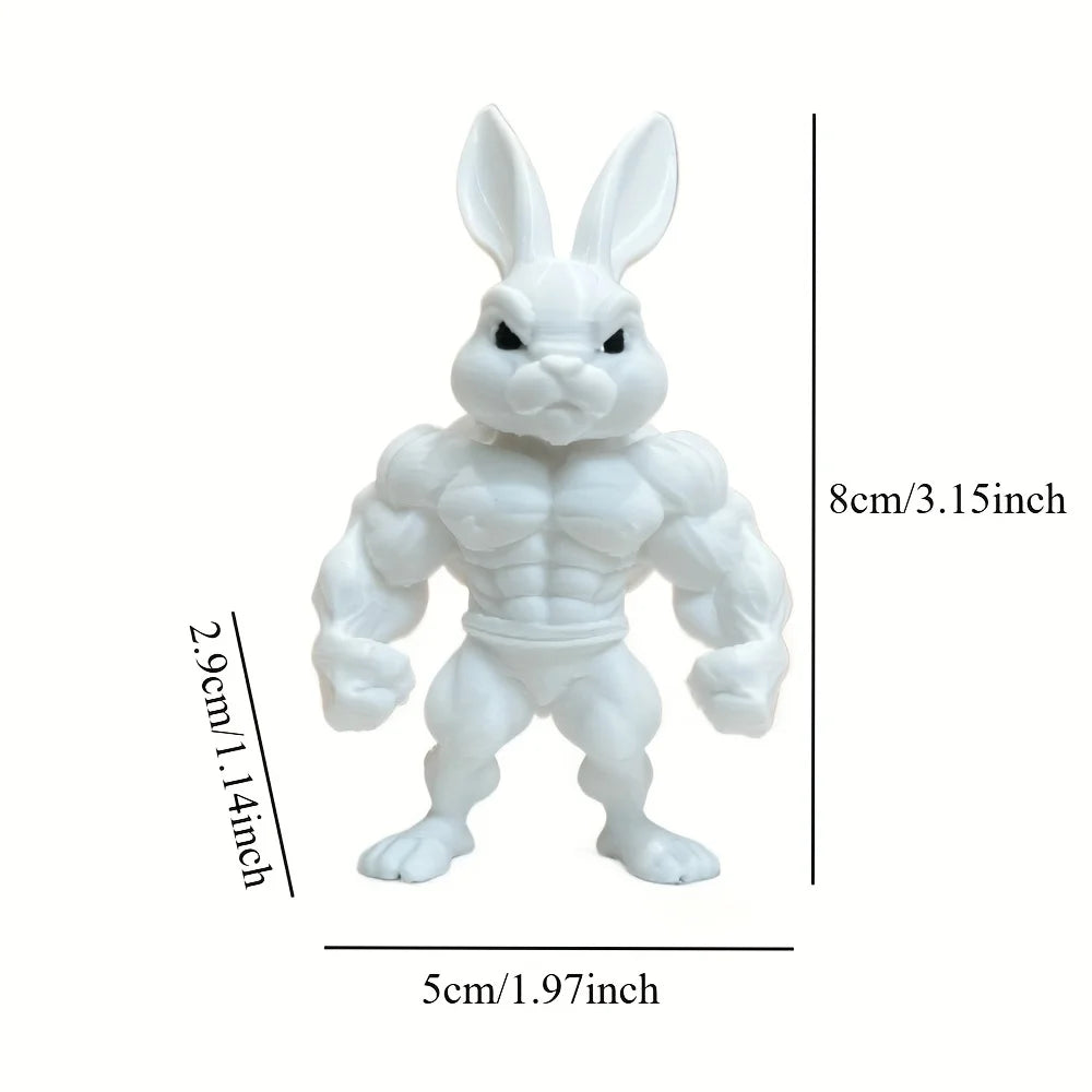1 Piece White Muscle Rabbit Figurine Home Decor Item for Desktop, Entryway, Study, or Tv Cabinet, Also Suitable as a Gift for Friends or Loved Ones Peaceful Pleasures Health and Wellness