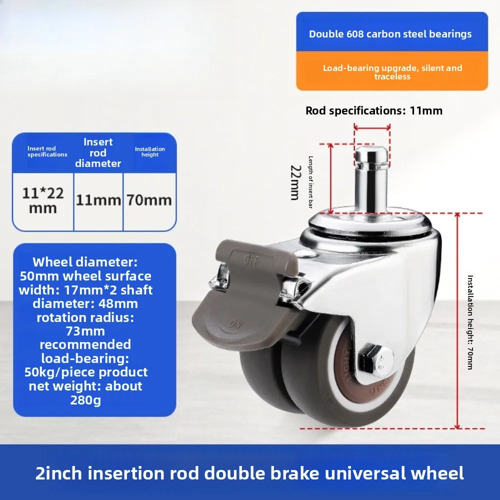 4PCS 2-Inch Heavy Duty Swivel Caster Wheels with Brake