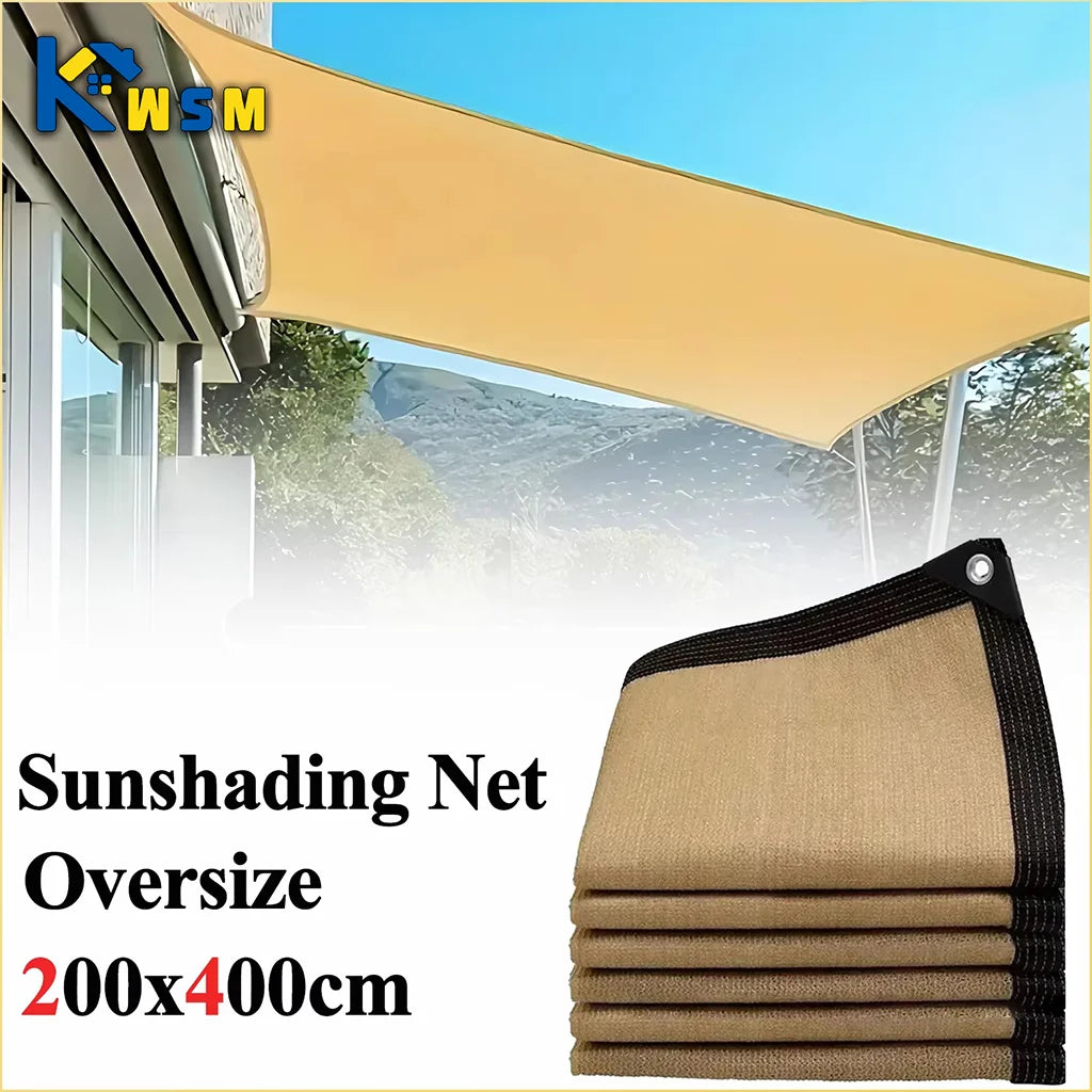 200x400cm HDPE Outdoor Shade Net – Beige Sun & Heat Insulation