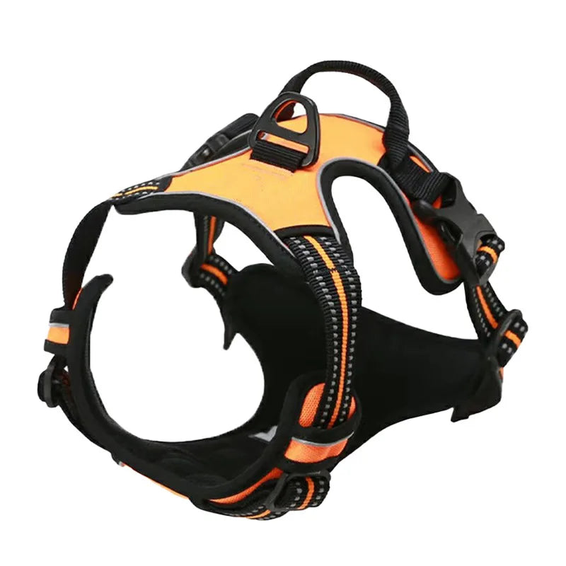 Dog Harness No-Pull Service Vest with Reflective Adjustable Soft Padded Comfortable for Outdoor Easy Walking No Choke for Pets Peaceful Pleasures Health and Wellness Orange L