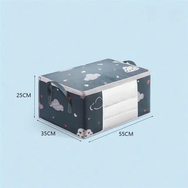 Large Capacity Clothes Storage Bag Organizer With Reinforced Handle Suitable For Blankets Bedding Foldable With Sturdy Zipper Peaceful Pleasures Health and Wellness Medium Blue