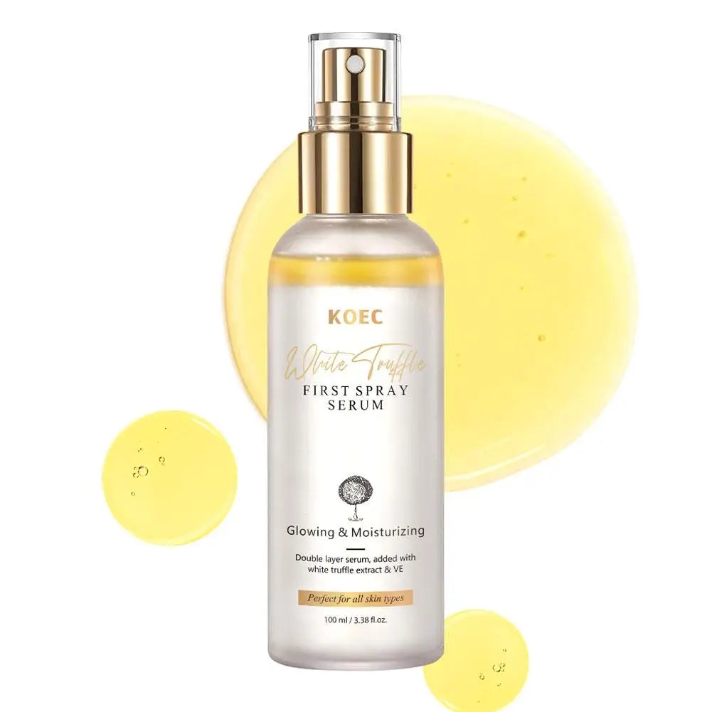 Korean White Truffle Extract First Spray Glowing Facial Serum Vitamin E Antioxidant Face Repair Essence Portable Skincare Makeup Peaceful Pleasures Health and Wellness yellow