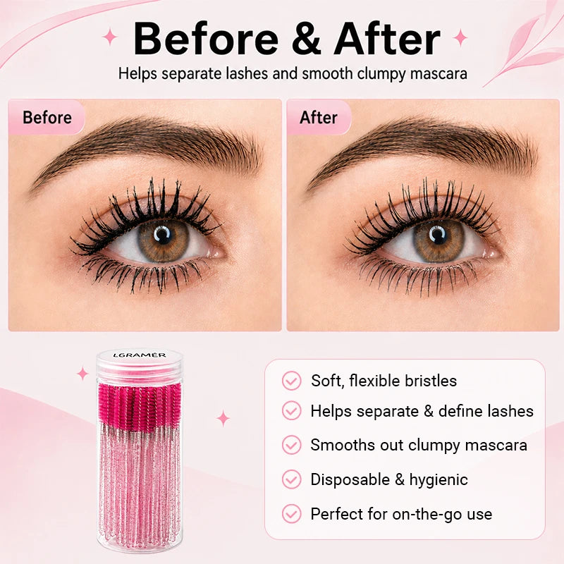Multiple colors 50/100 pcs Extension Eyelash brush Disposable Eye lashes Make Up Brushes Mascara Wand Applicator Makeup tools Peaceful Pleasures Health and Wellness