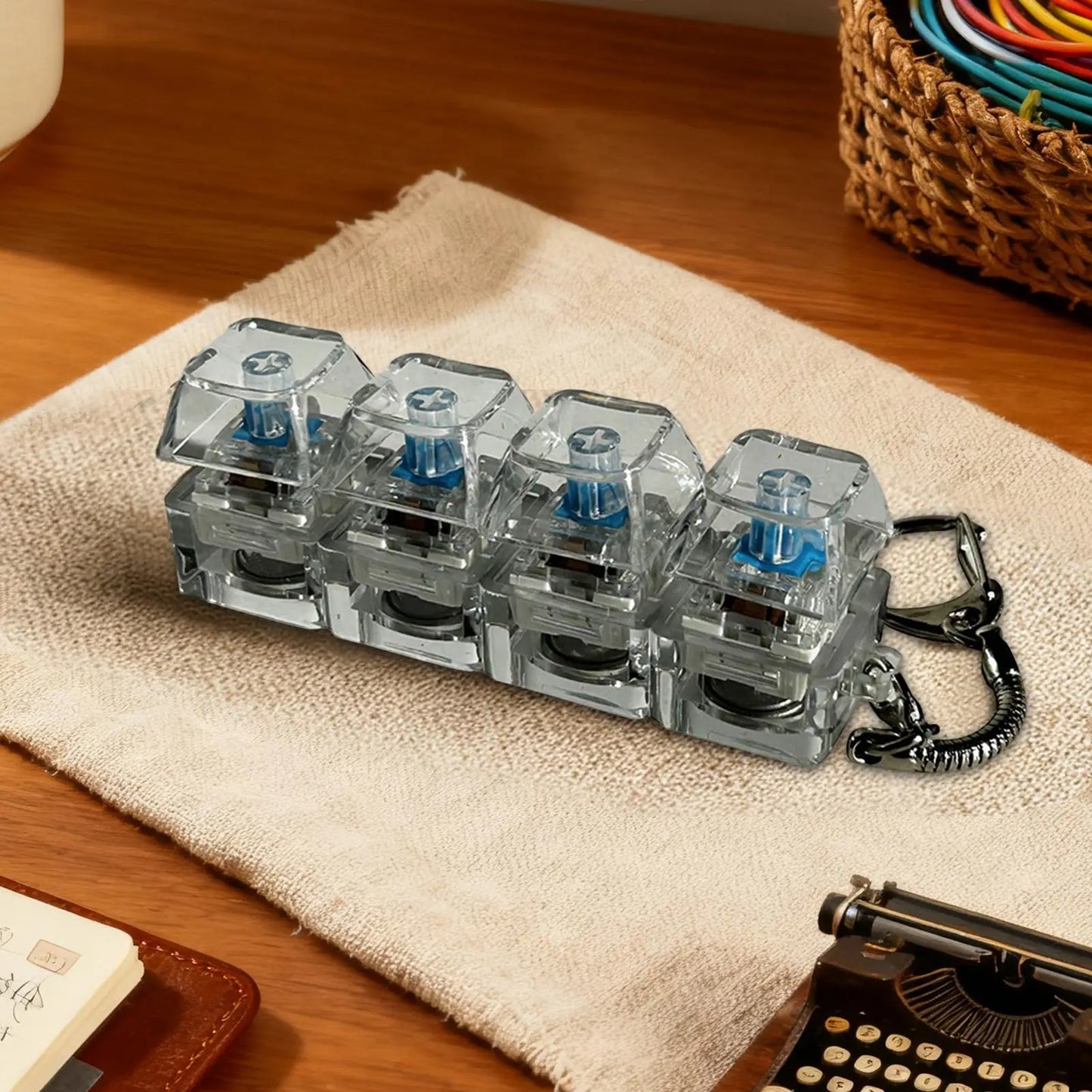 4-Key LED Keyboard Fidget Keychain Toy for Adults & Kids