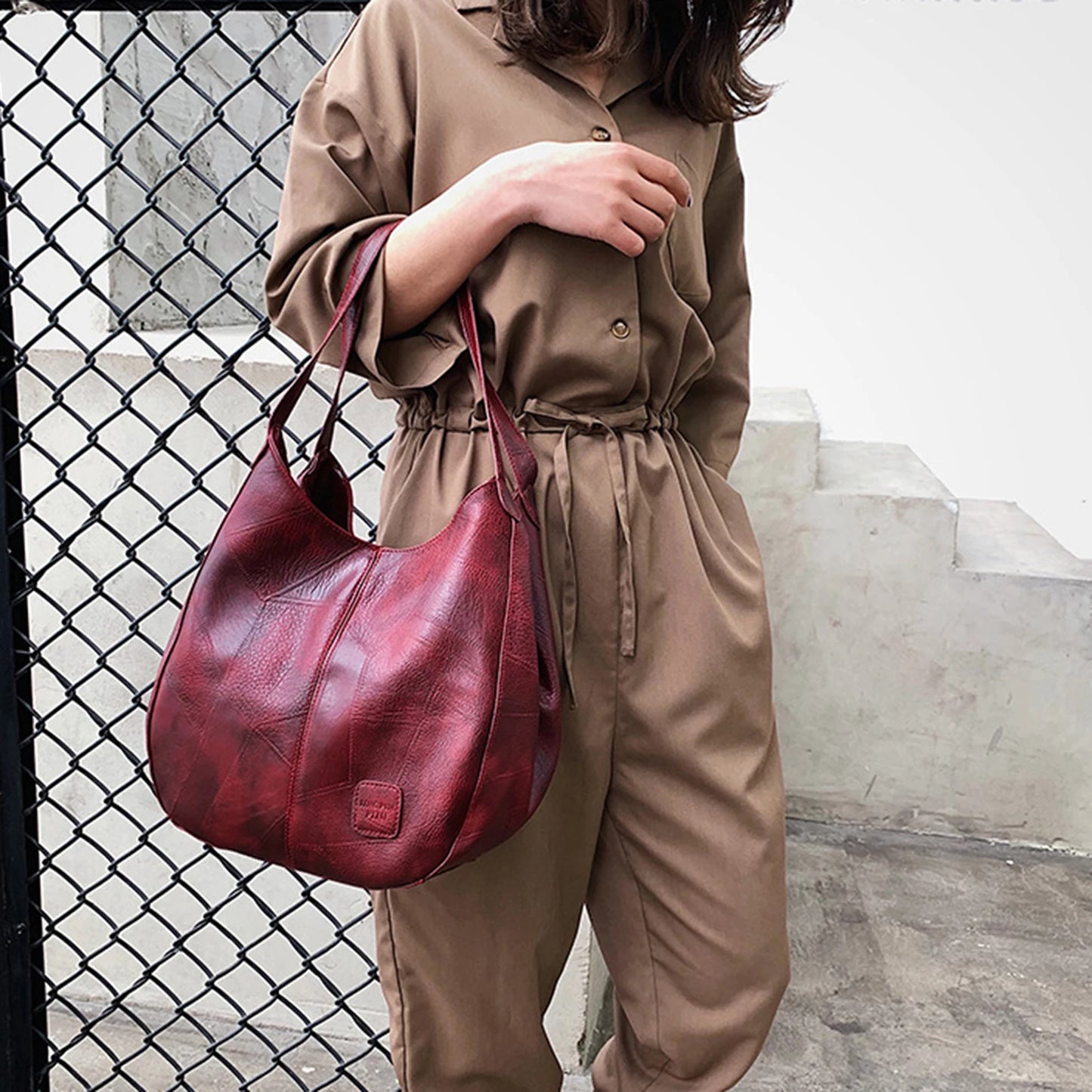 Women Casual Tote Bags Satchel Handbags Retro Large Capacity PU Leather Shoulder Bag for Casual School and Work Use Peaceful Pleasures Health and Wellness