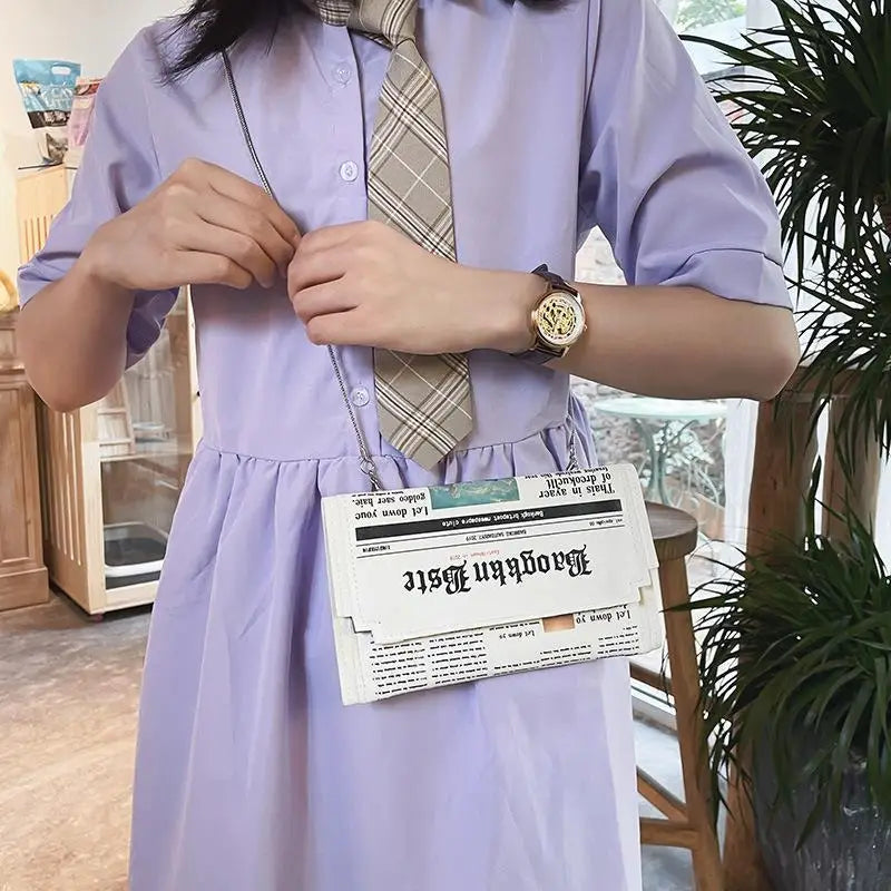 Women Newspaper Messenger Bag Shoulder Personality Fashion Small
