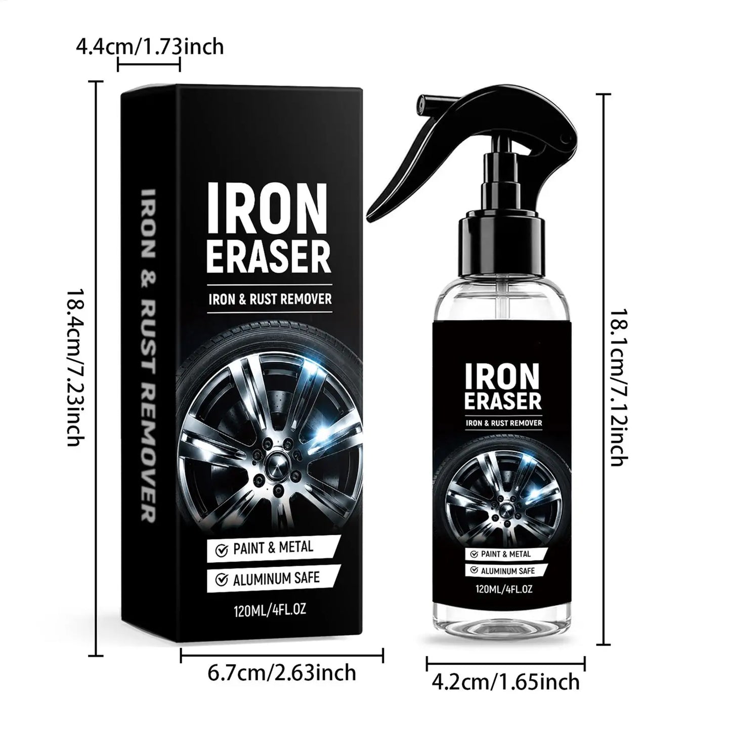 120ml Car Wheel Iron Remover Spray | Brake Dust & Rust Cleaner