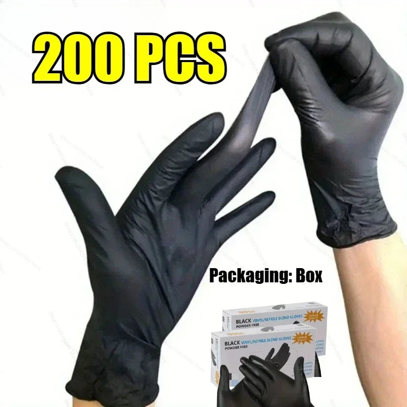 Black Disposable Nitrile Gloves 100 Pack – Powder Free S–XL