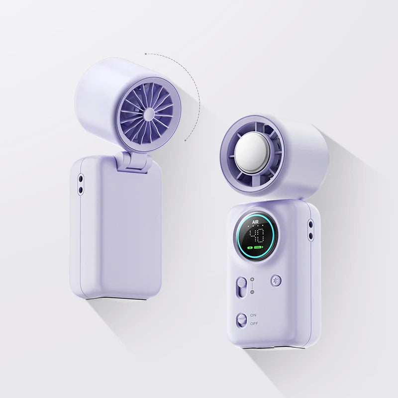 Portable Mini Handheld Fan 4000mAh High Speed Cooling LED Display 100 Adjustable Settings USB Rechargeable Desk Fan Travel Peaceful Pleasures Health and Wellness Purple - 1PC