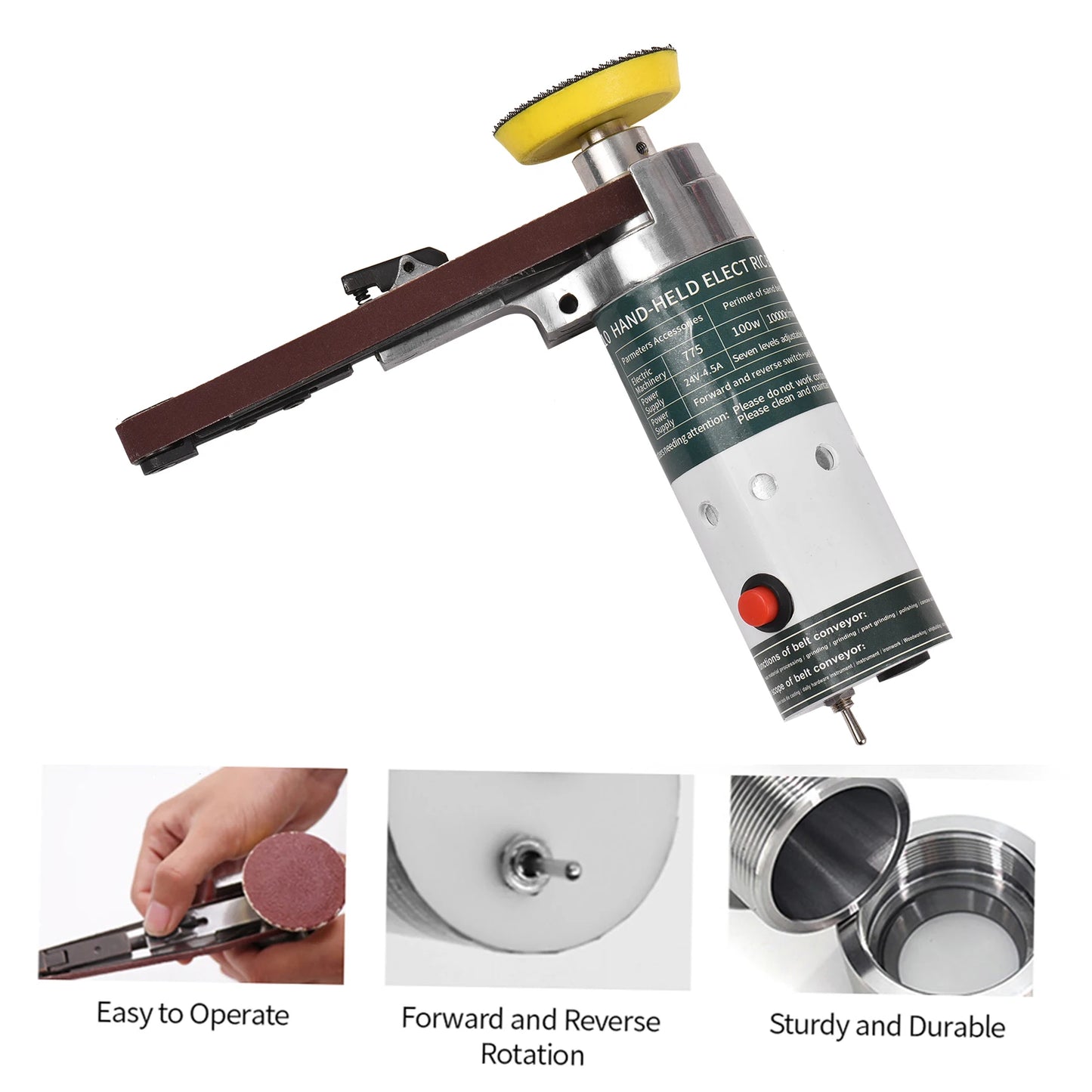 Electric Belt Sander Mini Belt Sander Electric Grinder Small Grinding Machine Hand-held Electric Belt Sander with Sanding Belts Peaceful Pleasures Health and Wellness