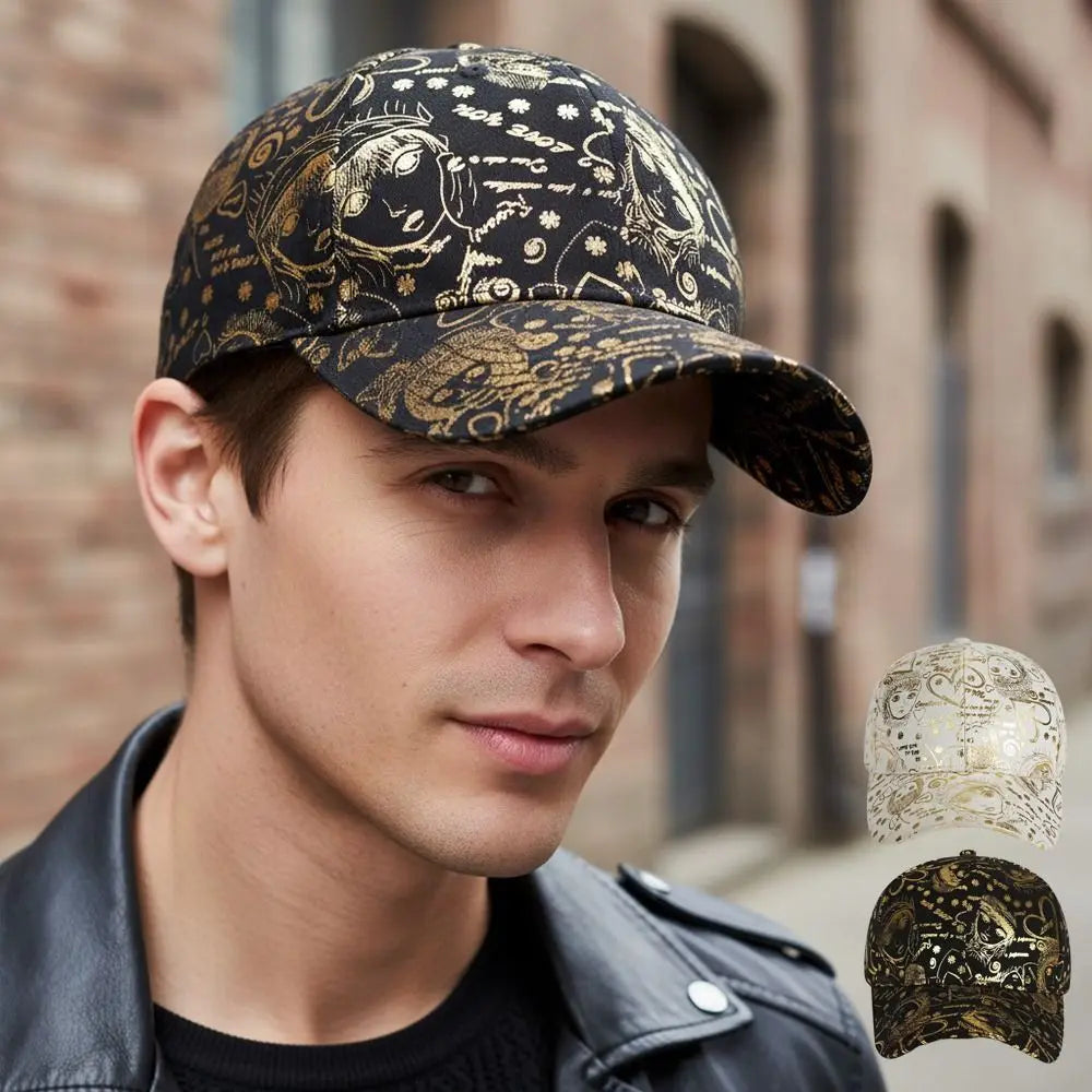 Golden Graffiti Baseball Cap – Unisex Adjustable Cotton Hat