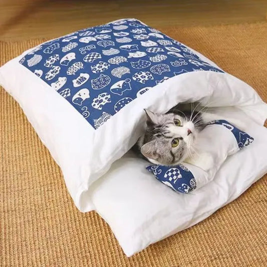 Kawaii Cat Cave Bed | Removable Cover | 100% Cotton | S/M/L Cat Cave Bed Oasis Select