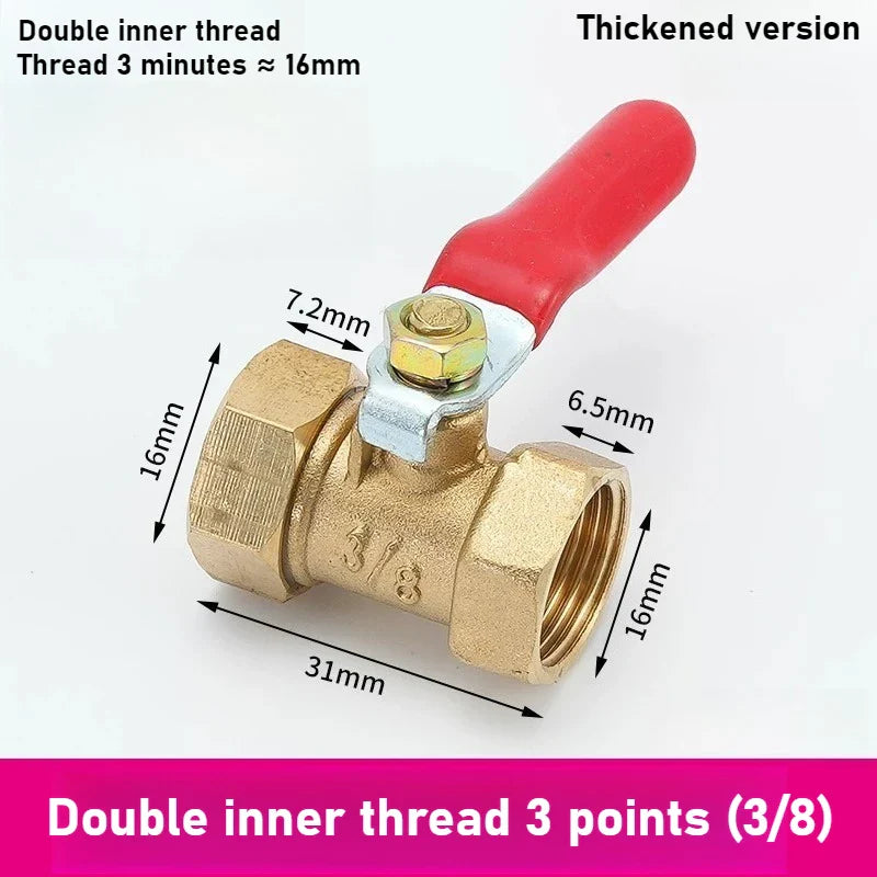 Pneumatic Copper Ball Valve – Red Handle Threaded Female 1/4"