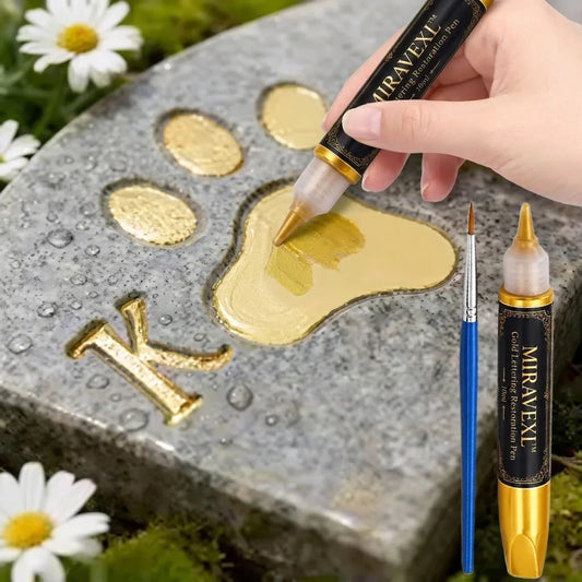 Gold Headstone Restoration Marker & Brush Set – 10ml Paint Restoration Marker Oasis Select