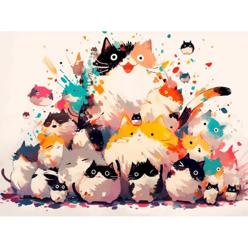 Abstract Cat Paint by Numbers Kit for Adults – 60x75cm Canvas