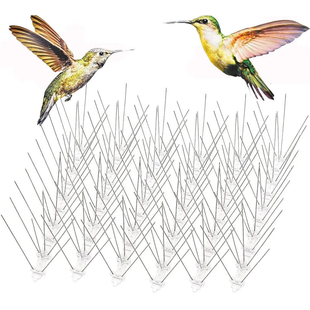 12Pcs Pigeon Spikes Stainless Steel Bird Repeller Set Deterrent Anti Bird Pigeon Squirrel Cats Repellent for Garden Fence Roof Peaceful Pleasures Health and Wellness