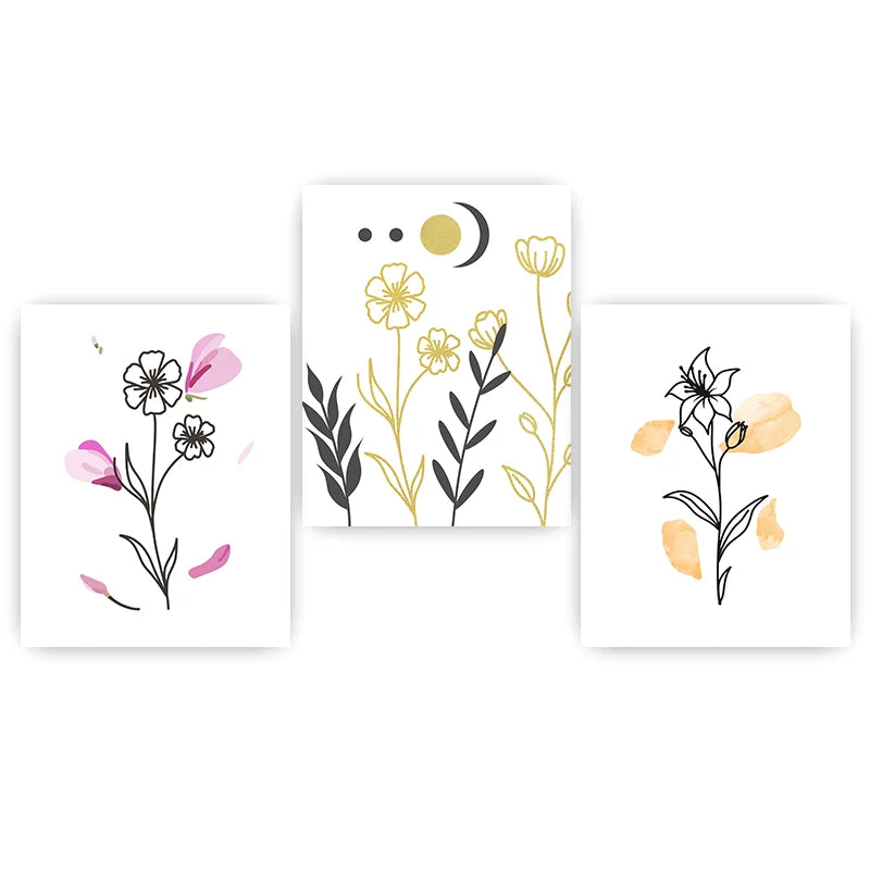 Botanical Floral Wall Art, Minimalist Flower Art Canvas Painting, Nordic Poster Prints for Living Room Bedroom Decor Peaceful Pleasures Health and Wellness 01 20x25cm No Frame China Mainland