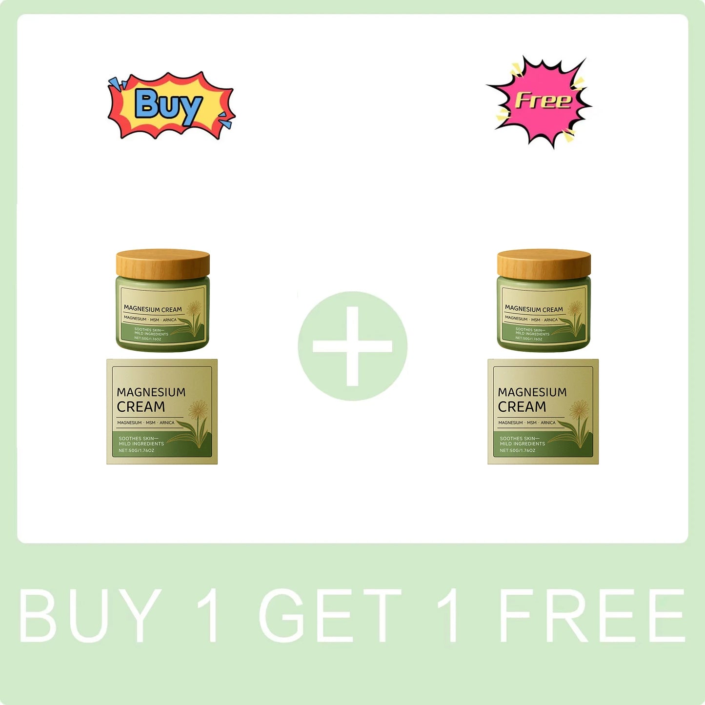 Magnesium Cream Reduce Redness Soothing Skin Relief Muscle Tension Fatigue Reduction Wrist and Knee Arnica Massage Care Cream Peaceful Pleasures Health and Wellness Buy 1 Get 1 Free
