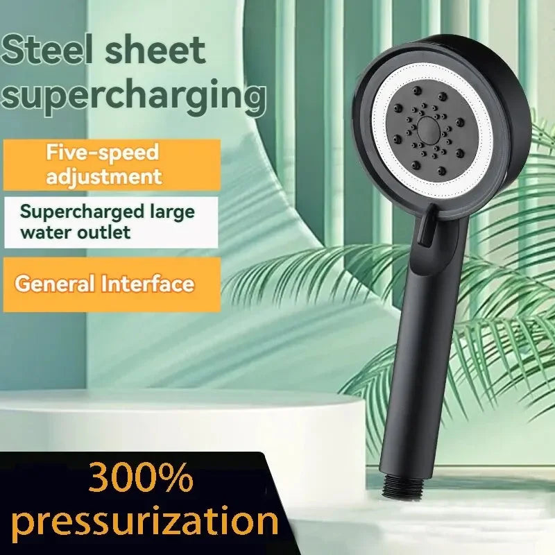 5-Mode High Pressure Rainfall Shower Head with Filter