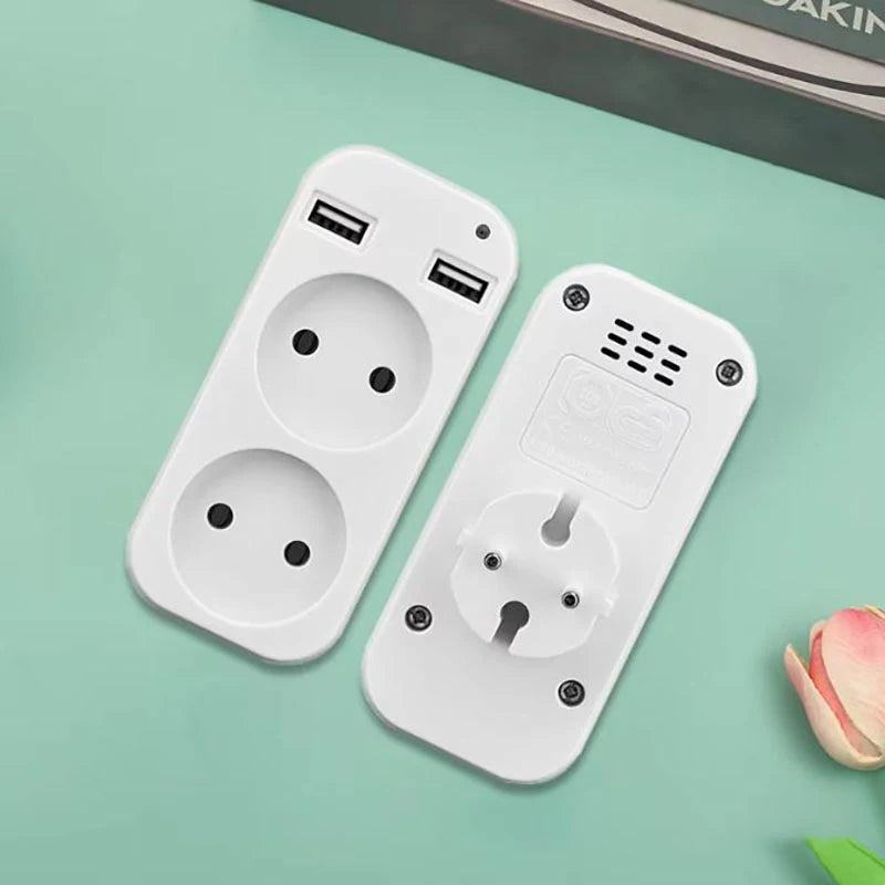 European Dual USB Wall Socket Converter Plug – 110-240V