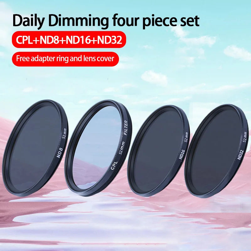 52mm ND & CPL Filters Set For DJI Osmo Action6 Neutral Density Camera Lens ND Filter And Filter Adapter Ring Peaceful Pleasures Health and Wellness Four-piece set