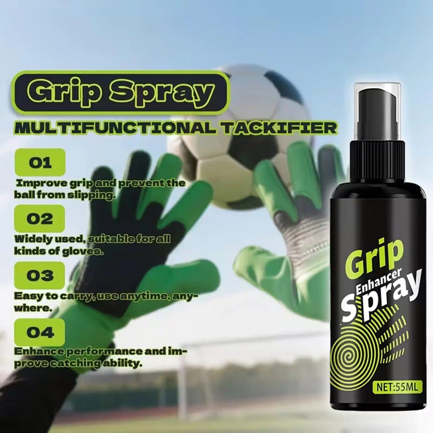 Goalkeeper Glove Grip Spray – Anti-Slip Adhesive 55ml
