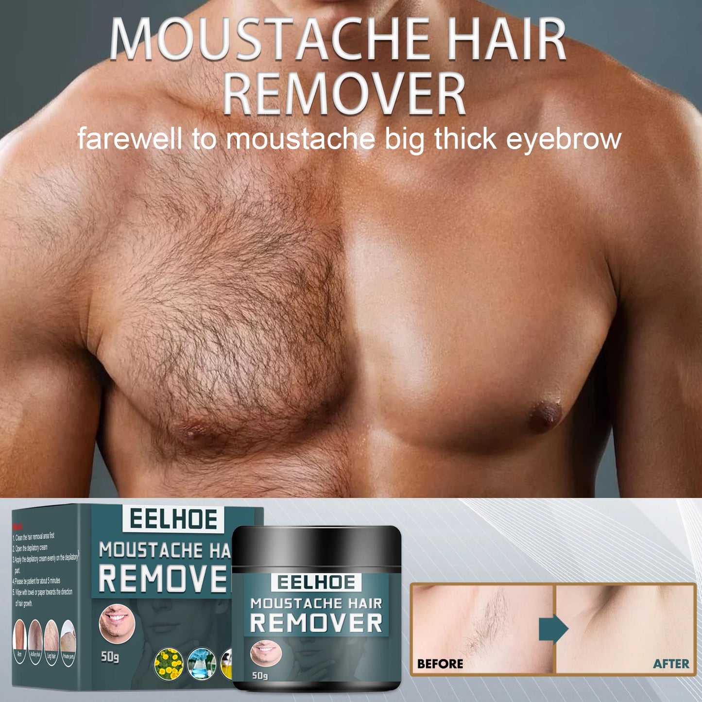 Men's Hair Removal Cream – Face, Beard, Underarms & Chest
