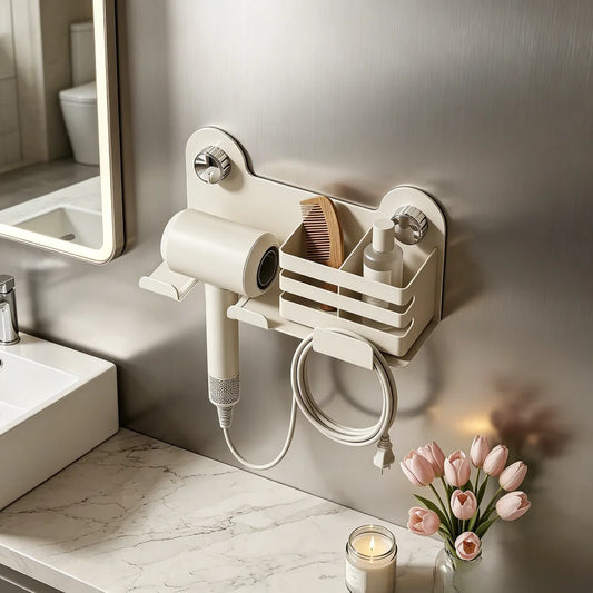 No-Drill Suction Cup Bathroom Shelf & Hair Dryer Rack Bathroom Wall Shelf Peaceful Pleasures Health and Wellness