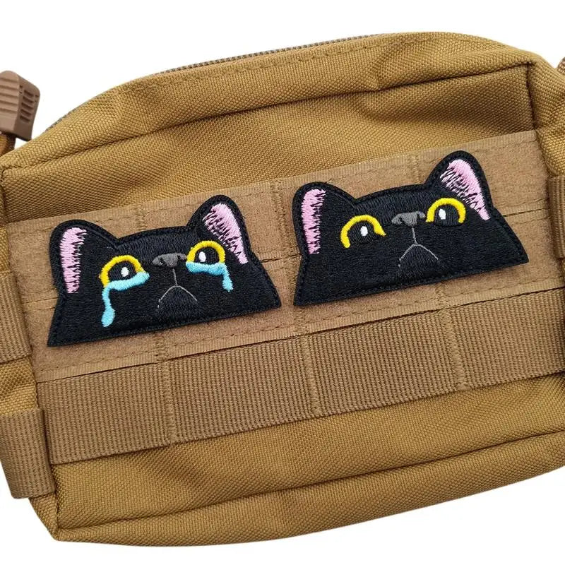 Black Cat Embroidered Iron-On Patch – Peeping & Crying Kitten