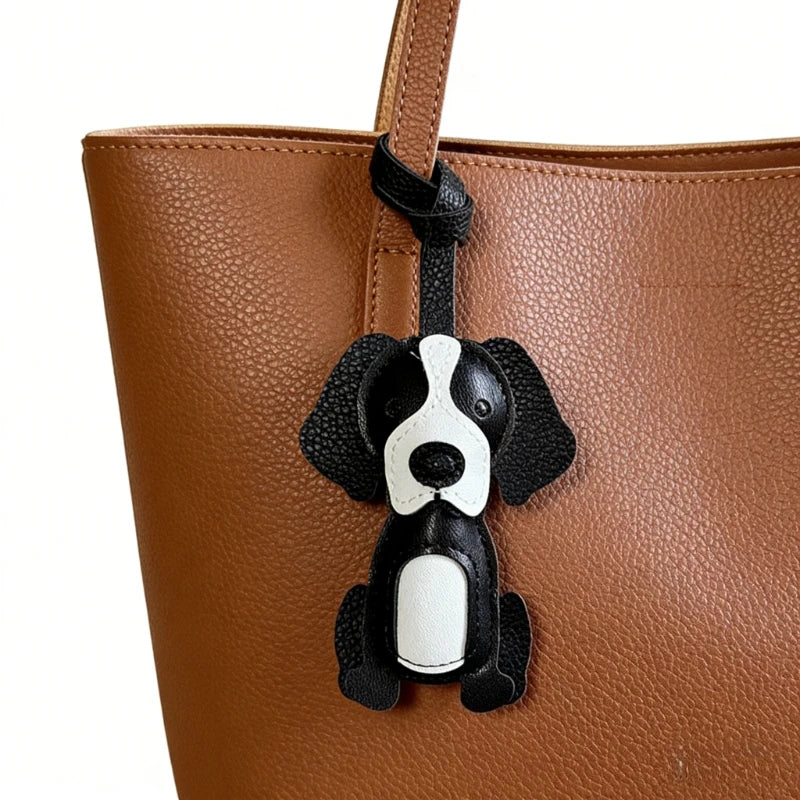 Cute Border Collie Dog Keychain Leather Pendant Car Bag Hanging Ornament Lovely Puppy Key Ring Purse Backpack Charm Accessories Peaceful Pleasures Health and Wellness