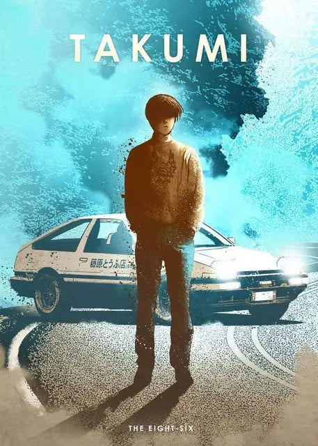 Initial D AE86 Takumi Anime Canvas Wall Art | Drift Car Poster