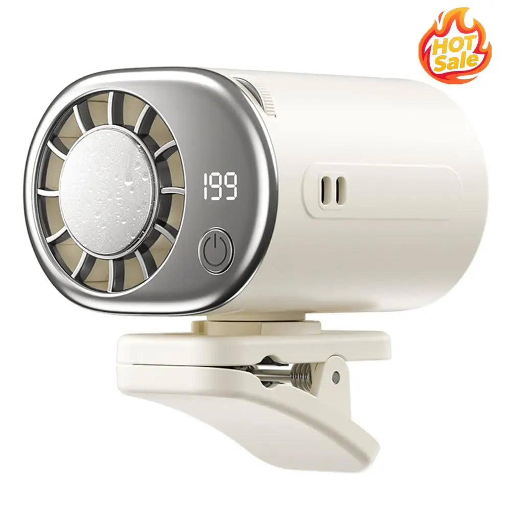USB Car Clip Cooling Fan 360° 199 Speeds LED Display