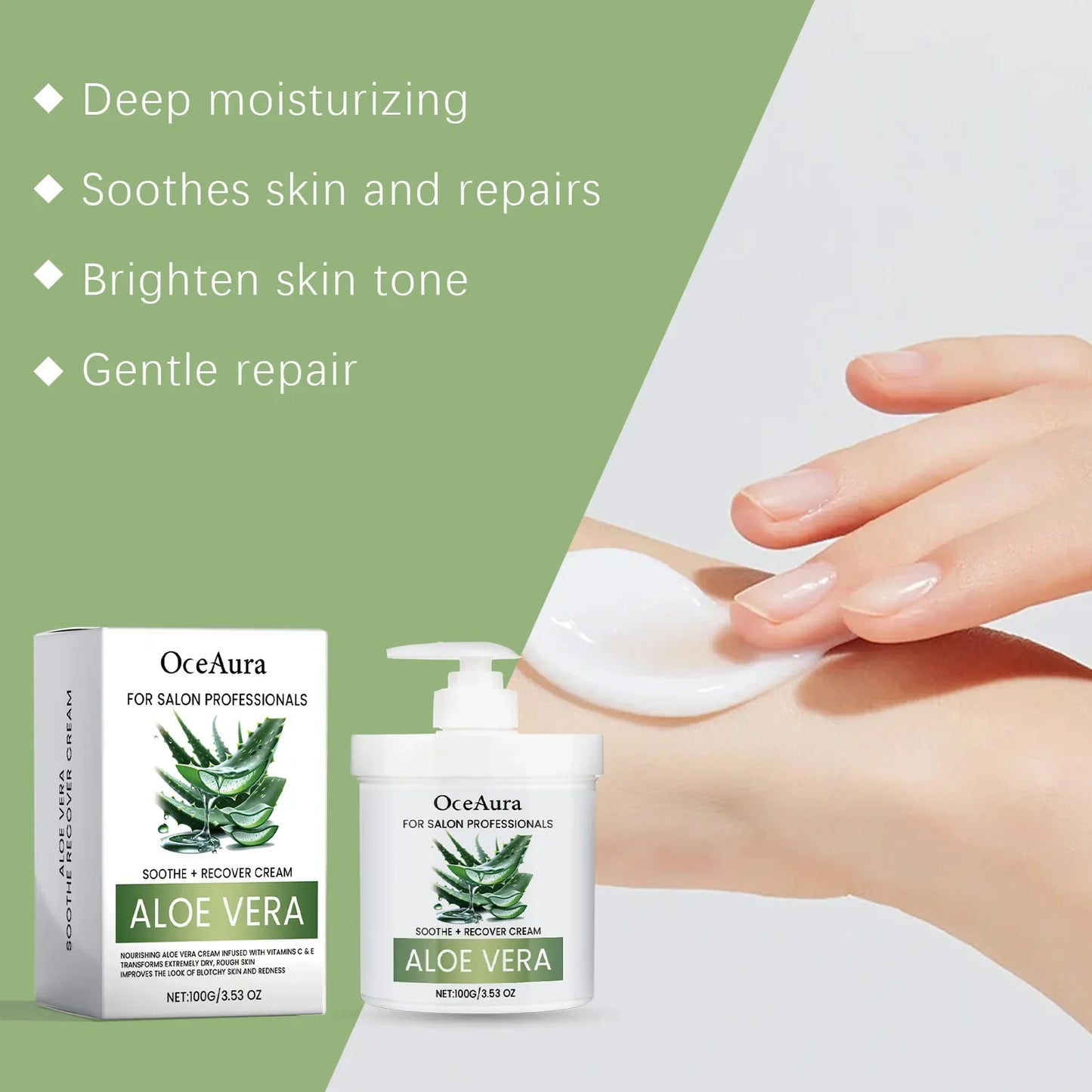 OceAura Whitening & Anti-Aging Face Cream 100g | Aloe Moisturizer