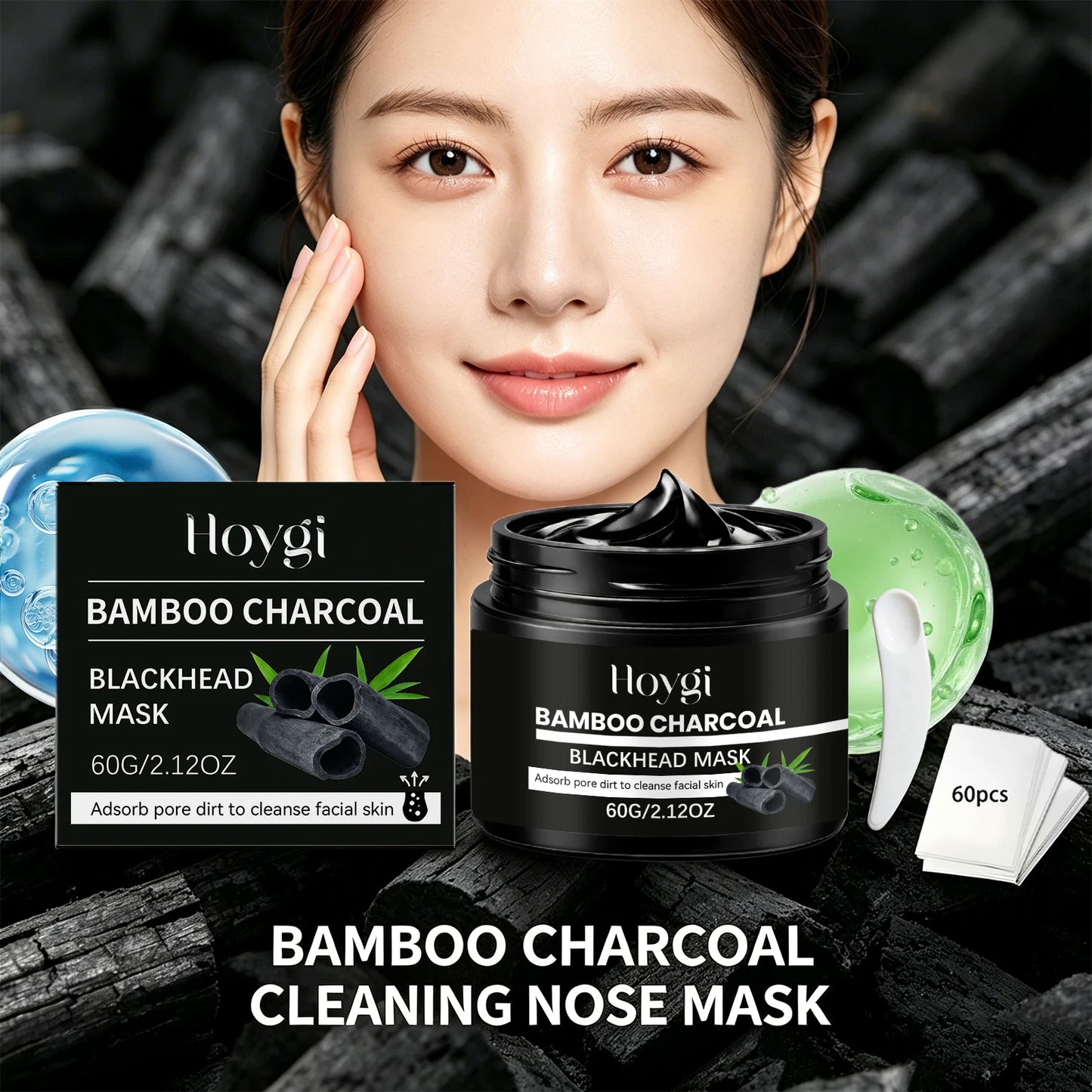 Bamboo Charcoal Blackhead Remover Mask Deep Cleansing Peel off Mask for Nose & Face Gently Removes Blackheads Smooth Skin Care Peaceful Pleasures Health and Wellness