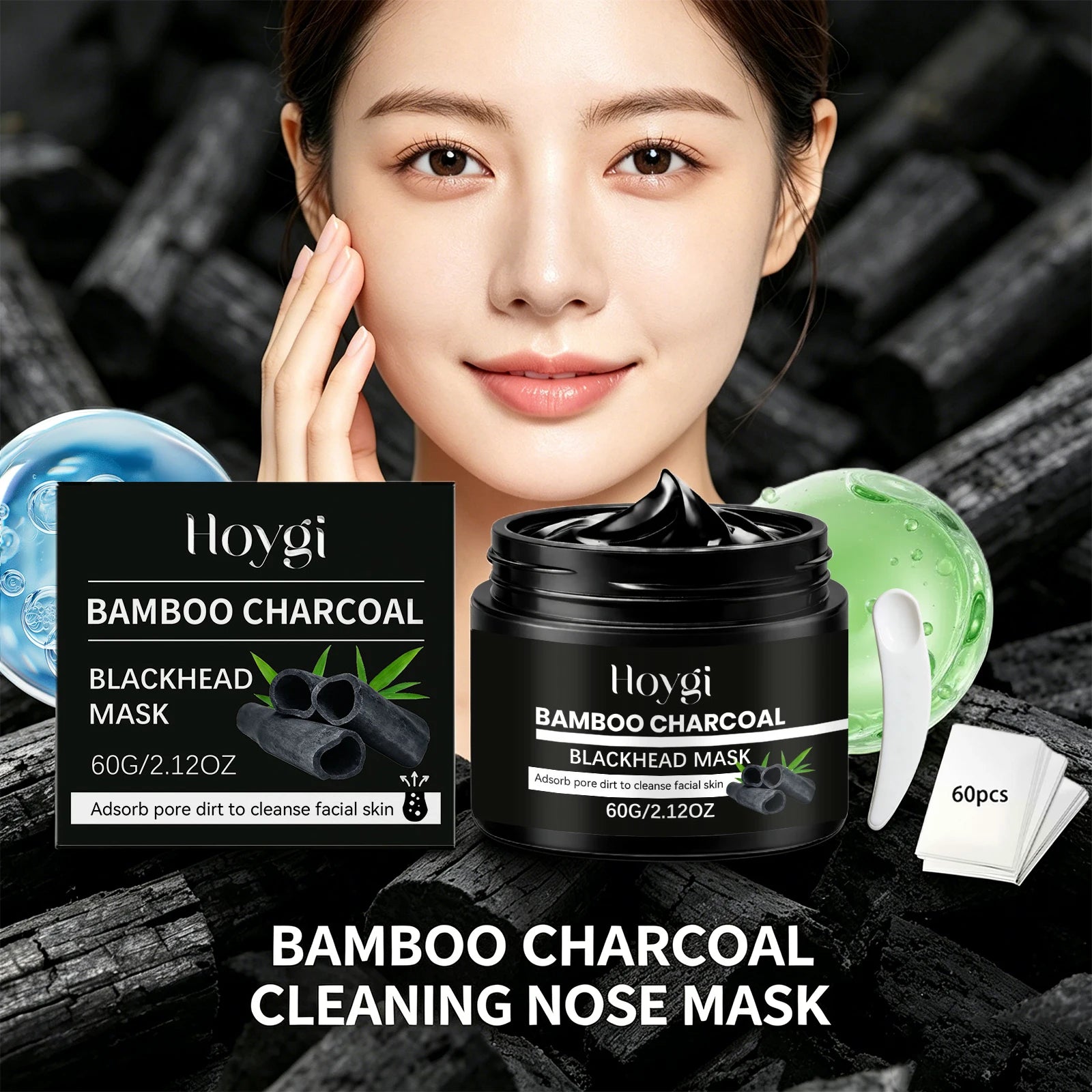 Bamboo Charcoal Blackhead Remover Mask Deep Cleansing Peel off Mask for Nose & Face Gently Removes Blackheads Smooth Skin Care Peaceful Pleasures Health and Wellness