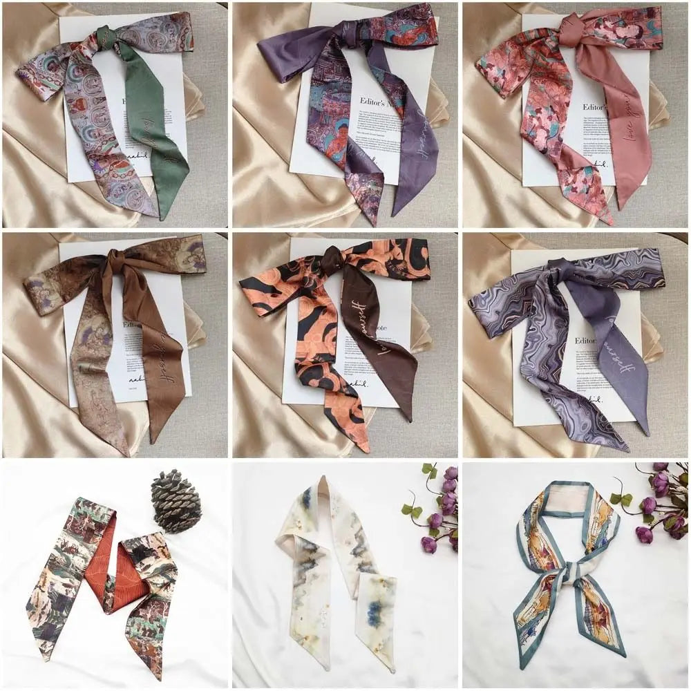 Chinese Floral Ribbon Scarf – Hair Band, Necktie & Bag Accent