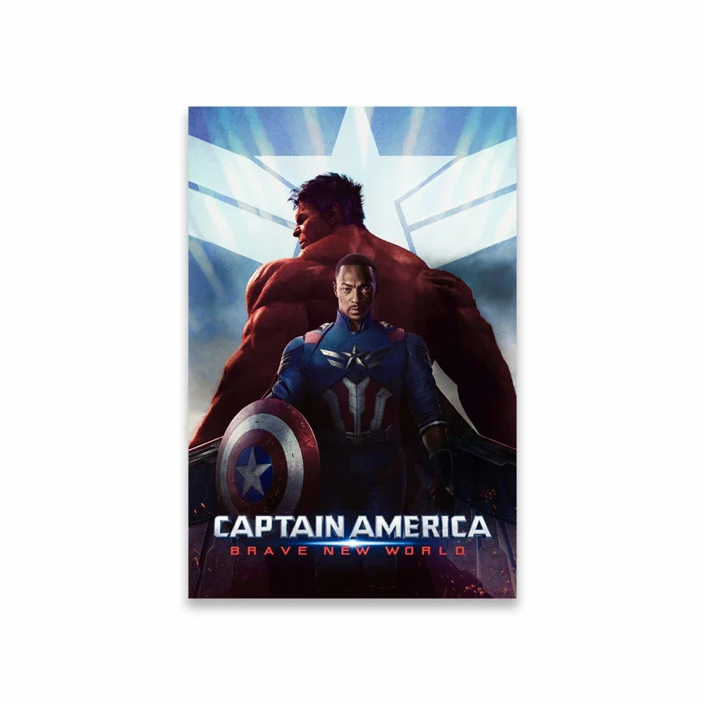 Captain America Poster Superhero Wall Art Brave New World Movie Print Modern Canvas Painting Home Bedroom Wall Decor Peaceful Pleasures Health and Wellness 4 55x75cm