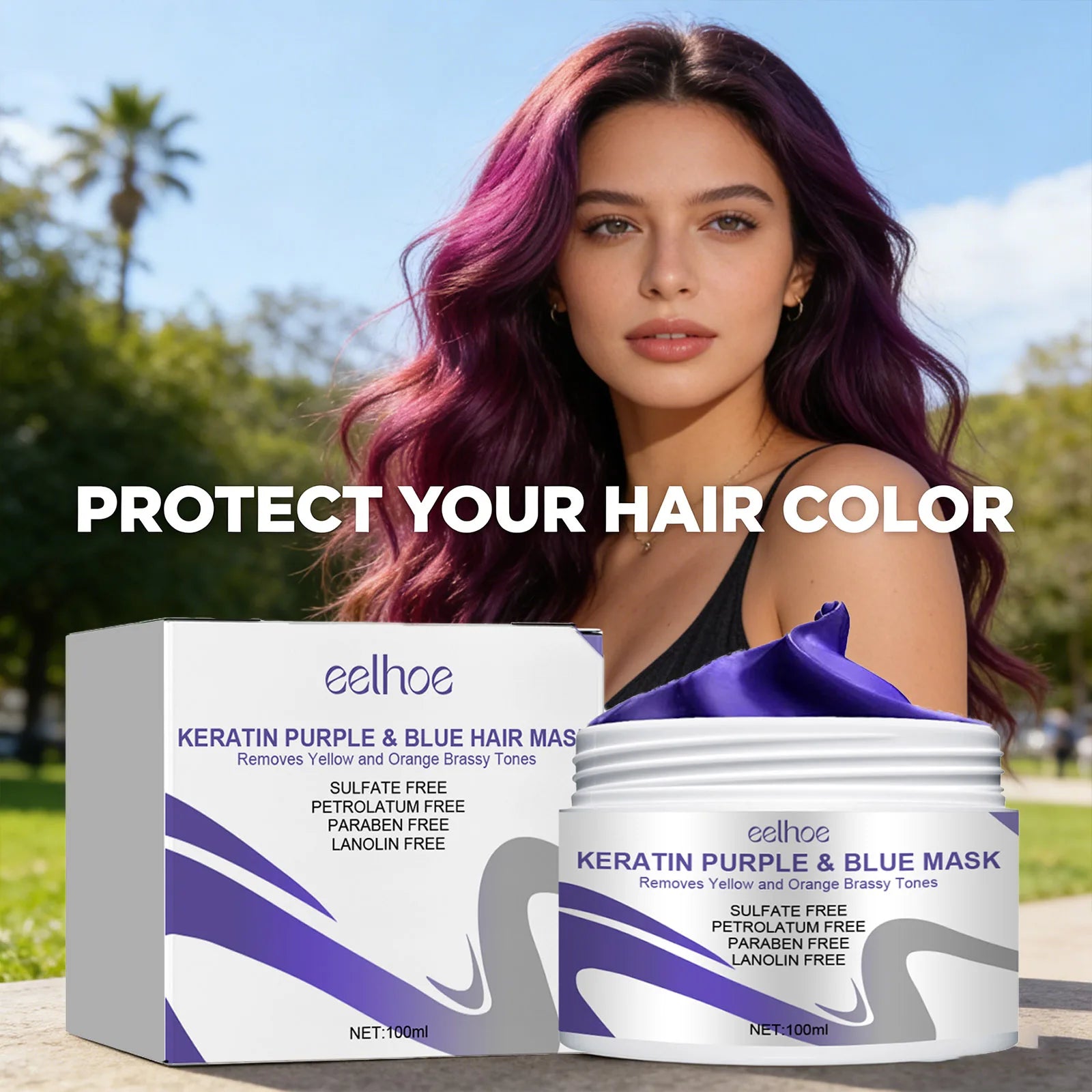 Eelhoe Keratin Purple Blue Hair Mask | Repair, Tone & Brighten Keratin Hair Mask Peaceful Pleasures Health and Wellness