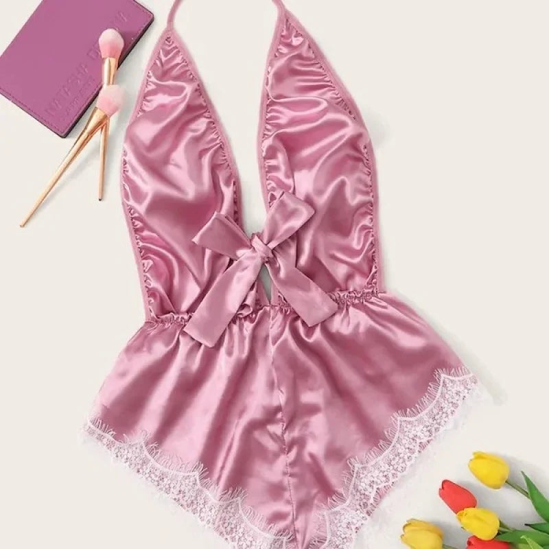 Women's Ice Silk One-Piece Pajamas | Summer Babydoll Sleepwear